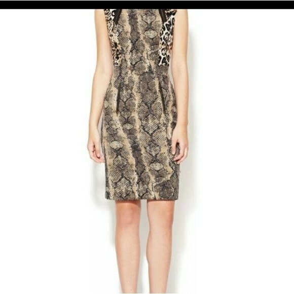 Tracy Reese Snake Print Bodycon Dress Leopard Corset Belt Sleeveless - Picture 2 of 11